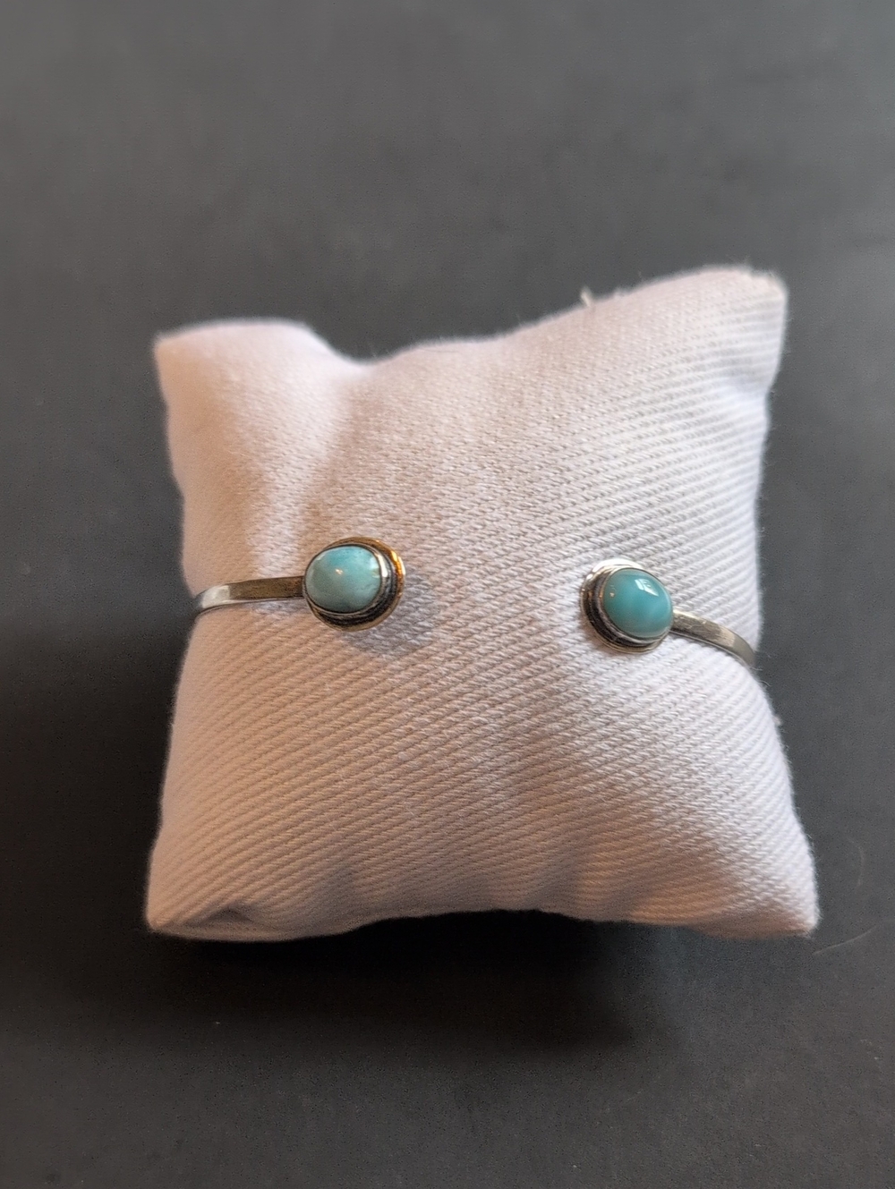Larimar Stone Silver Cuff Bracelet